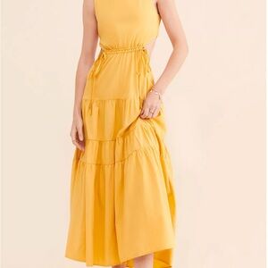 Elegant Yellow Sleeveless Dress
